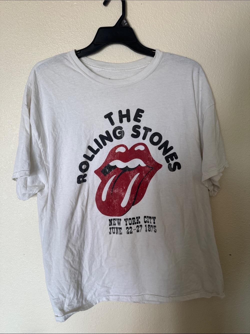 the Rolling Stones White Tee with Red Tongue Graphic Logo